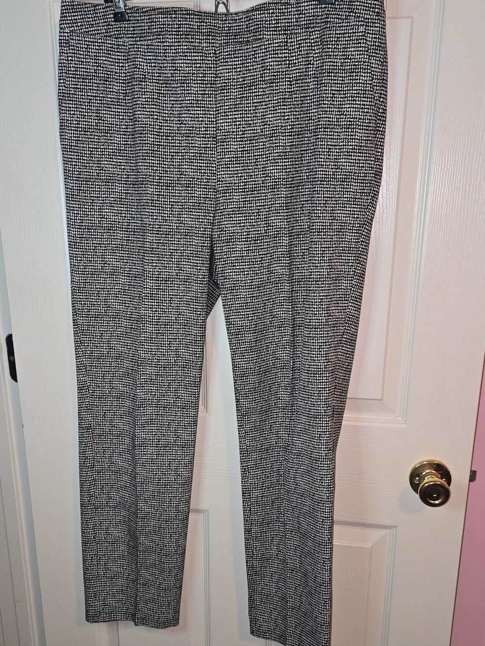 Charter Club Black & White Micro-Check Straight-Leg Pants